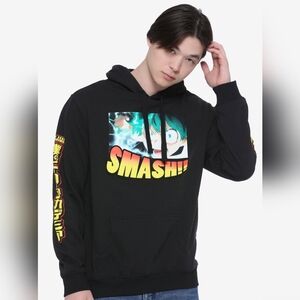 SPRING SALE | My Hero Academia Deku Smash Hoodie Anime Graphic Pullover Size M